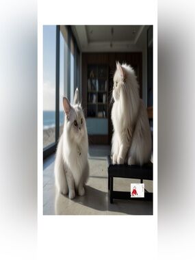HANDCRAFTED digital art print Fluffy White Cats
By me NWT